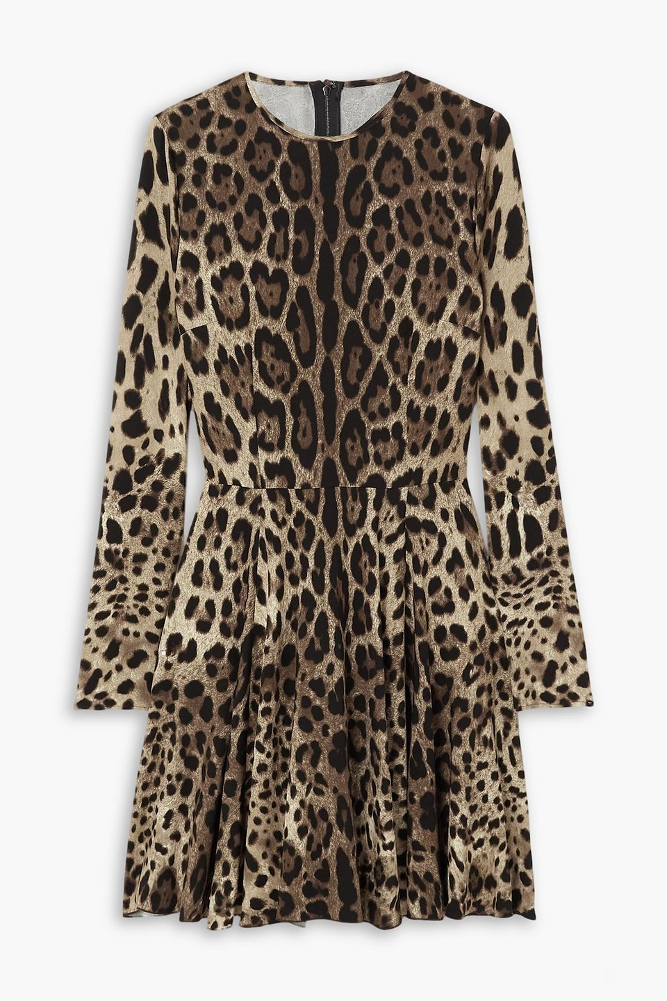 Dolce & Gabbana Leopard-print Stretch-satin Mini Dress In Multi