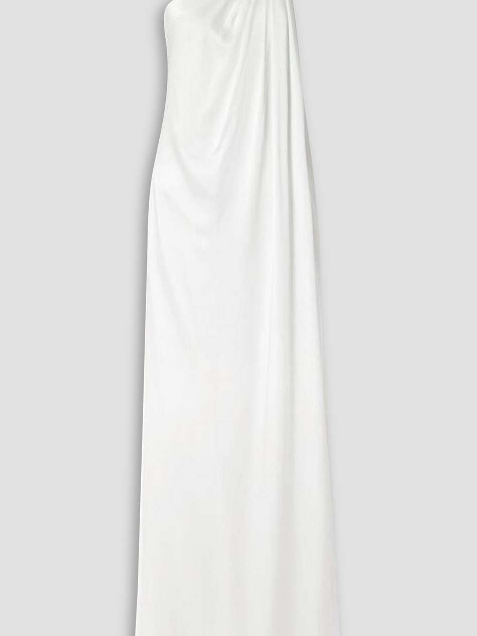 falabella one-shoulder crystal-embellished crepe gown