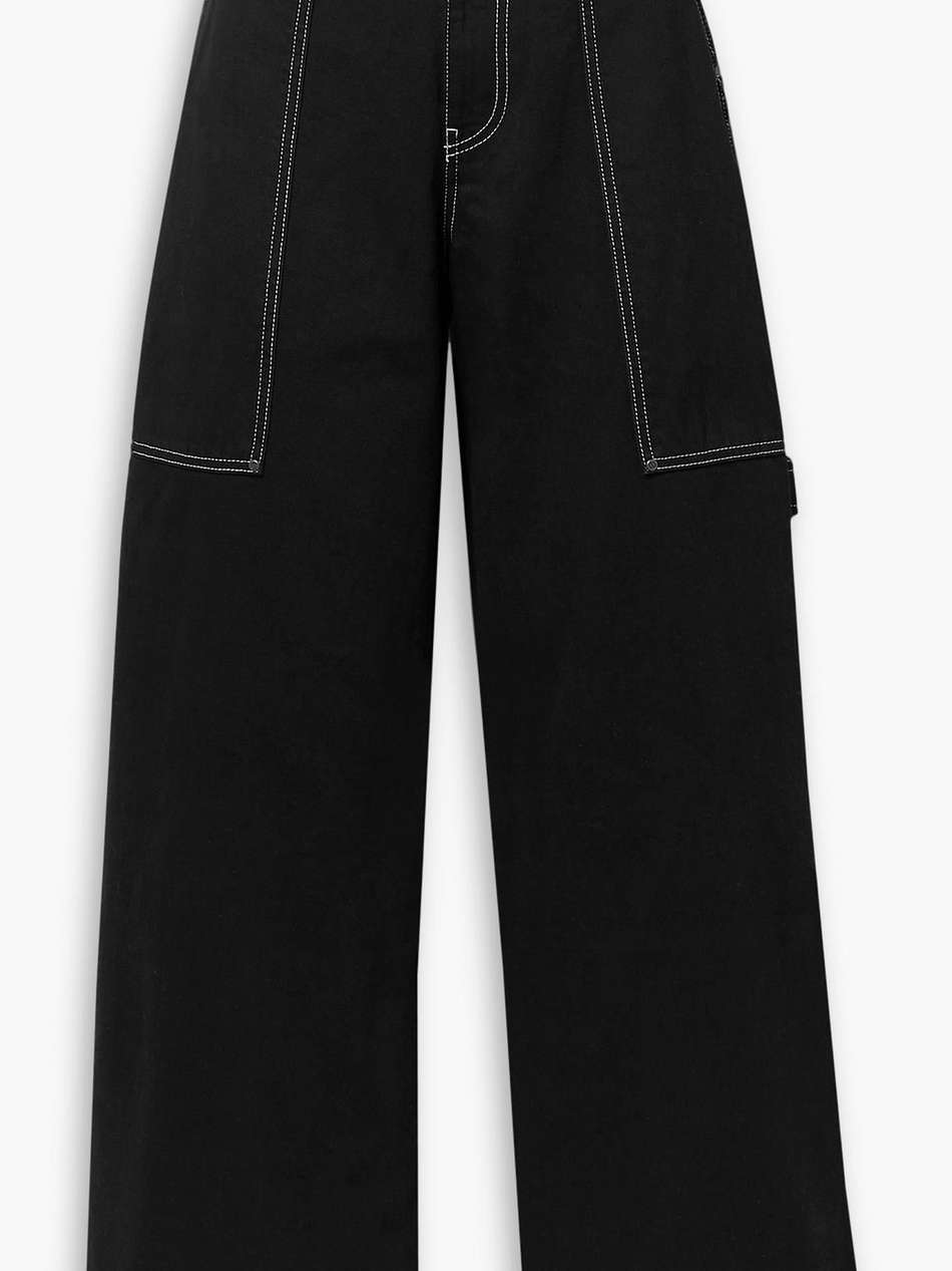 topstitched high-rise wide-leg jeans