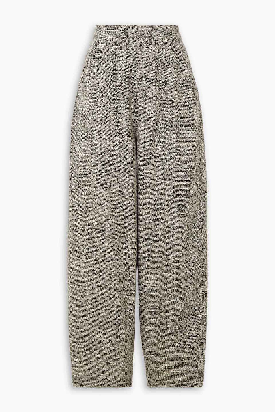 Stella Mccartney Wool-tweed Tapered Pants In Stone