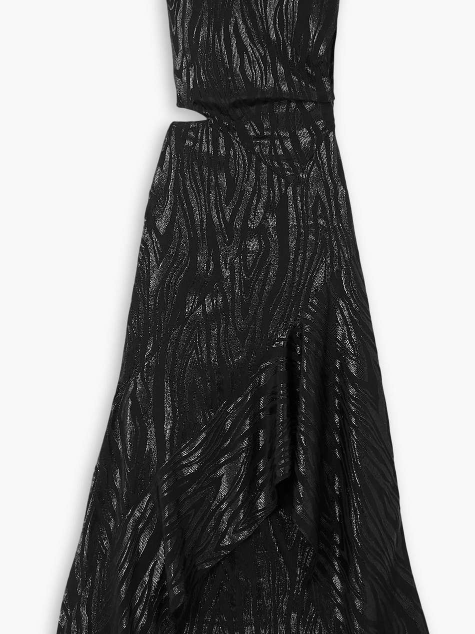 cutout metallic jacquard midi dress