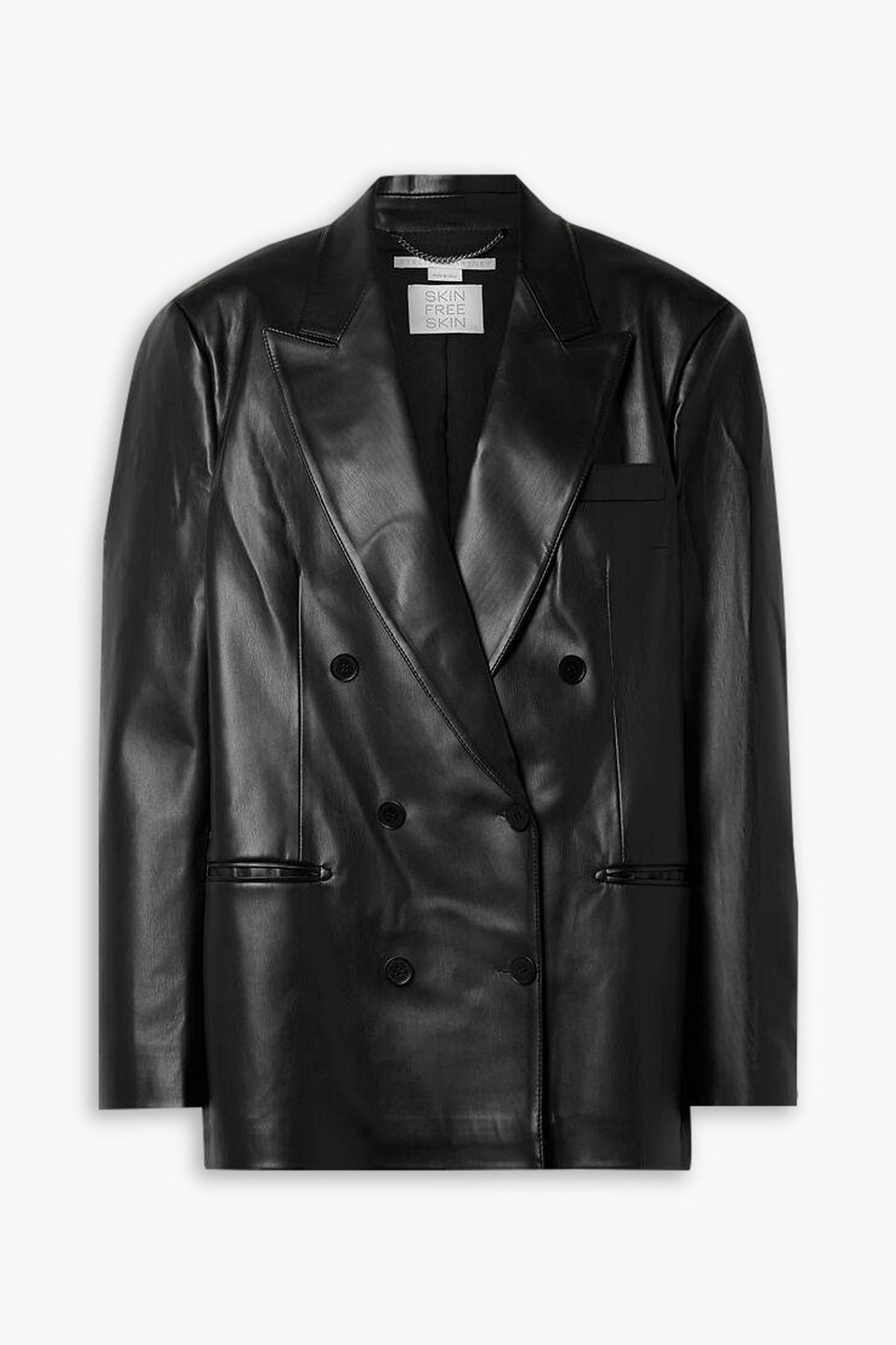 Stella Mccartney 0versized Double-breasted Vegetarian Leather Blazer In Black