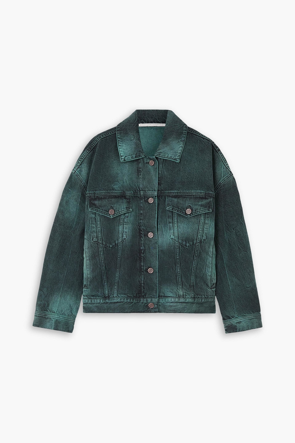 Stella Mccartney Tie Dye Oversize Denim Jacket Aquamarine Tie Dye Denim In Petrol