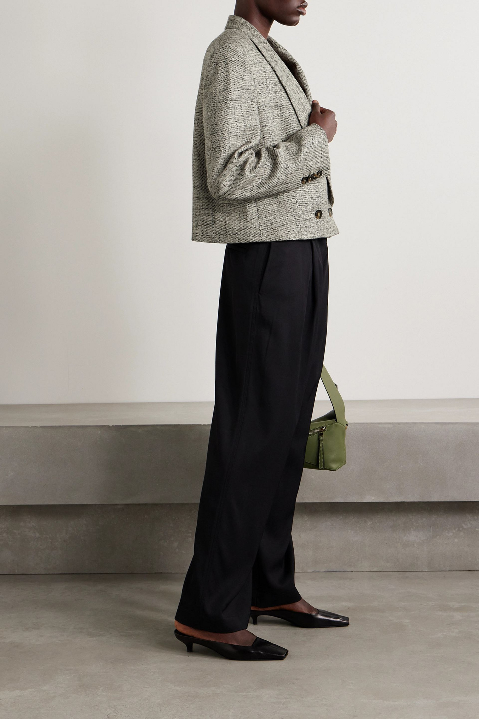 Stella McCartney Cropped double-breasted wool-tweed blazer