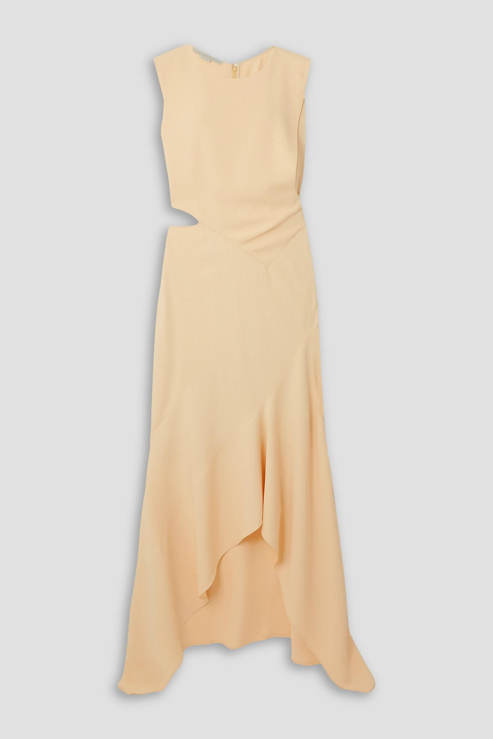 Stella Mccartney Asymmetric Cutout Stretch-crepe Gown In Cream