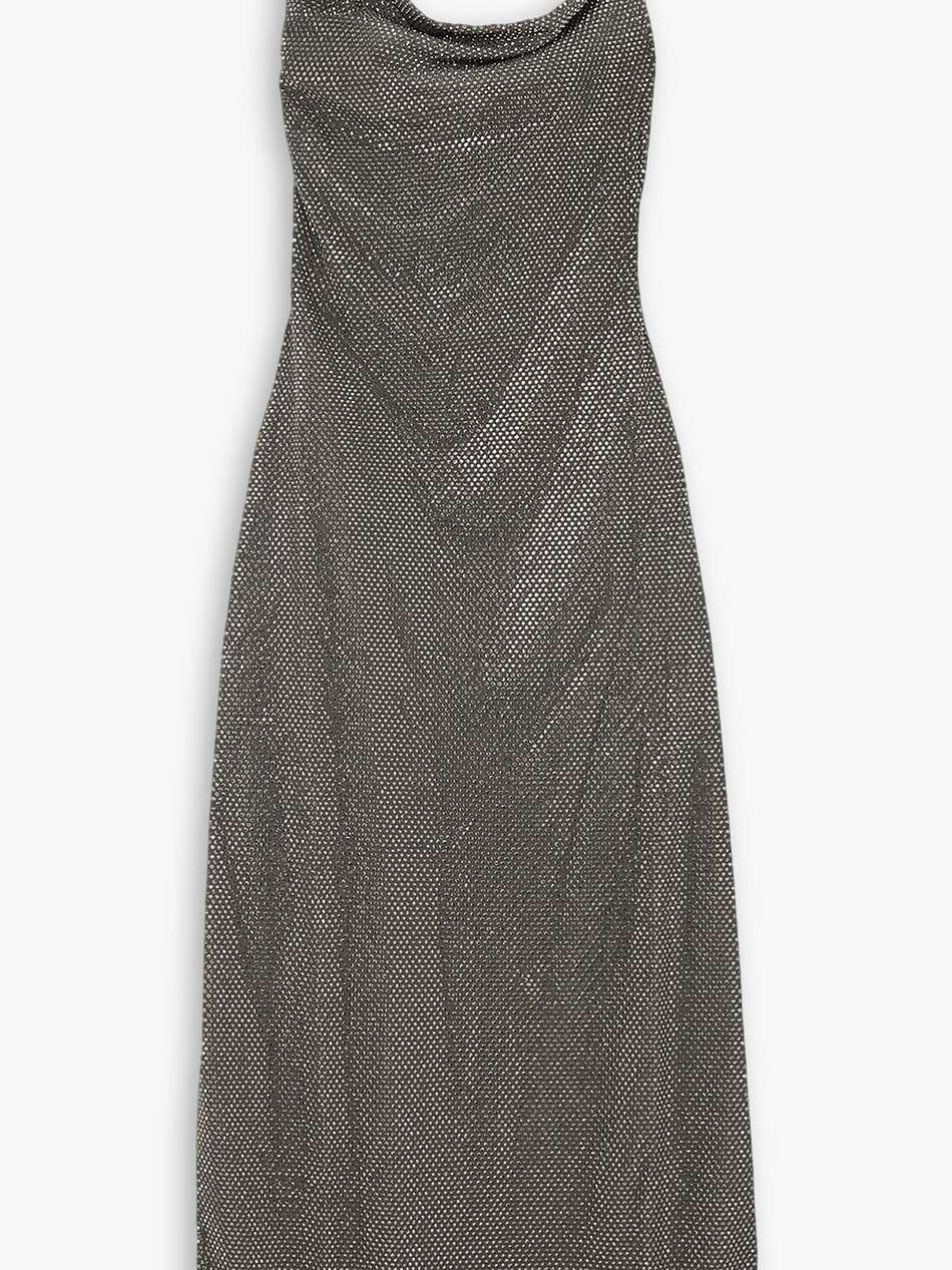draped crystal-embellished satin gown