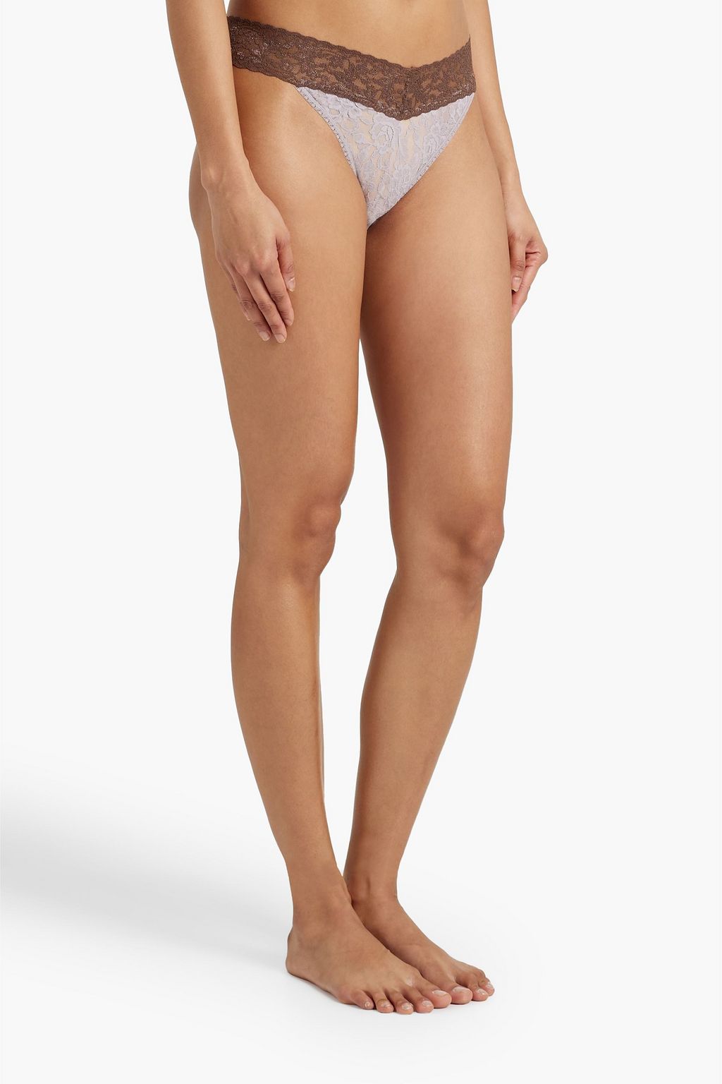 HANKY PANKY Signature set of three two-tone stretch-lace thongs