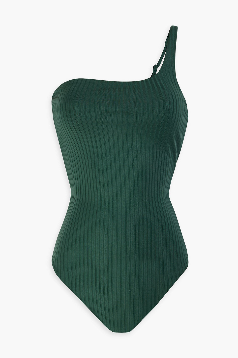 Onia Wren One-shoulder Ribbed Swimsuit In Emerald