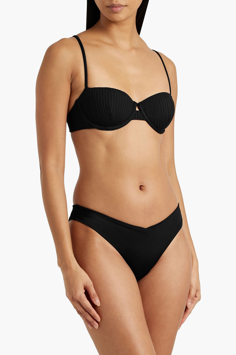 Shop Onia Dalia Ribbed Underwired Bikini Top In Black