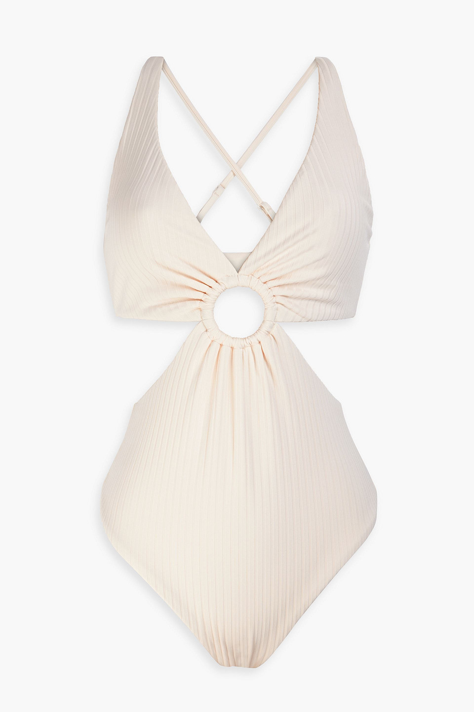 Onia Marisole Cutout Ribbed Swimsuit In Off-white