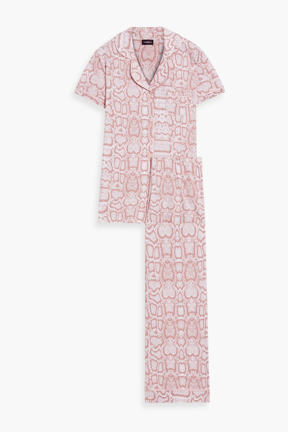 Bella snake-print Pima cotton and modal-blend jersey pajama set