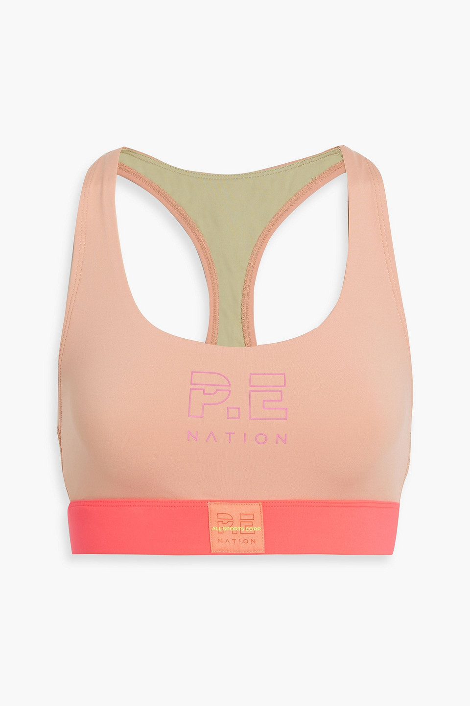 Box Out appliquéd stretch sports bra