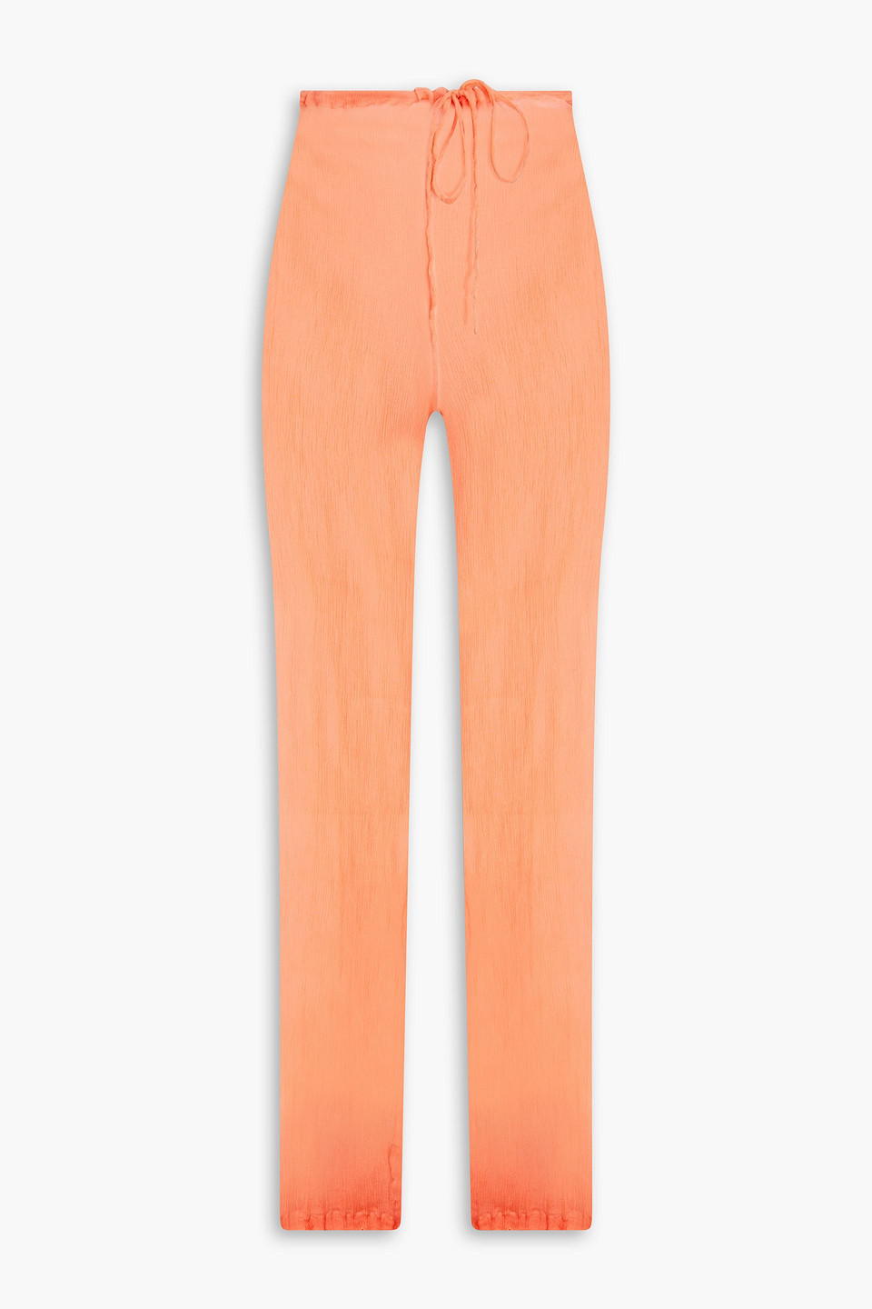 Dries Van Noten Silk-crepon Straight-leg Pants In Papaya