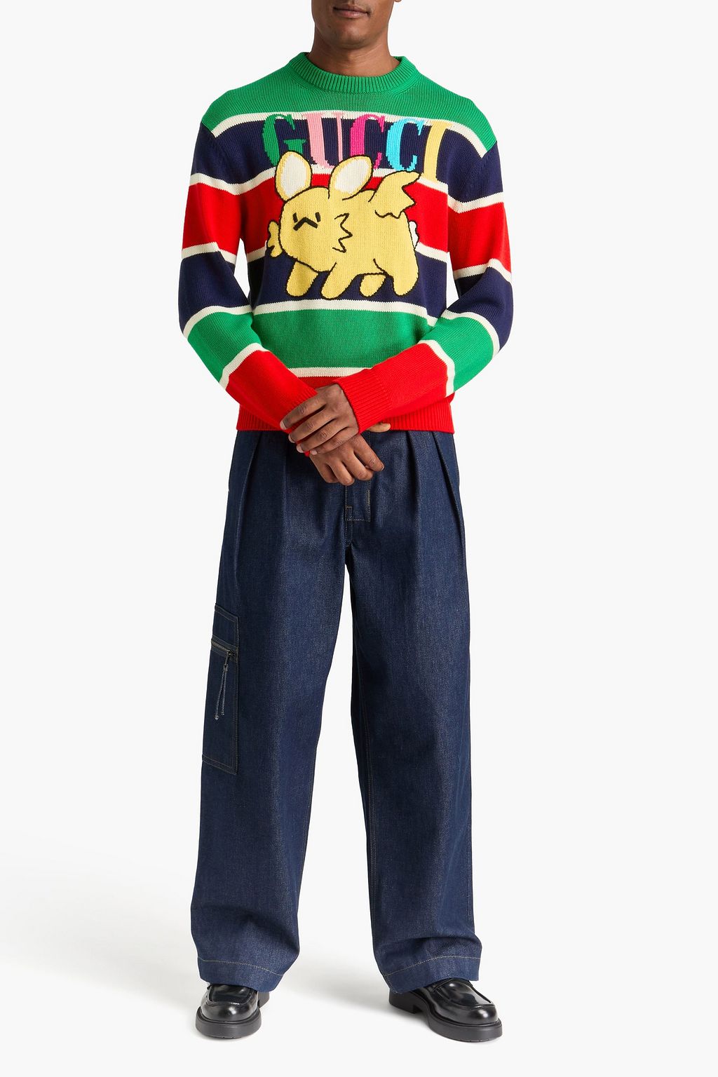GUCCI 인타르시아 코튼 울 혼방 스웨터