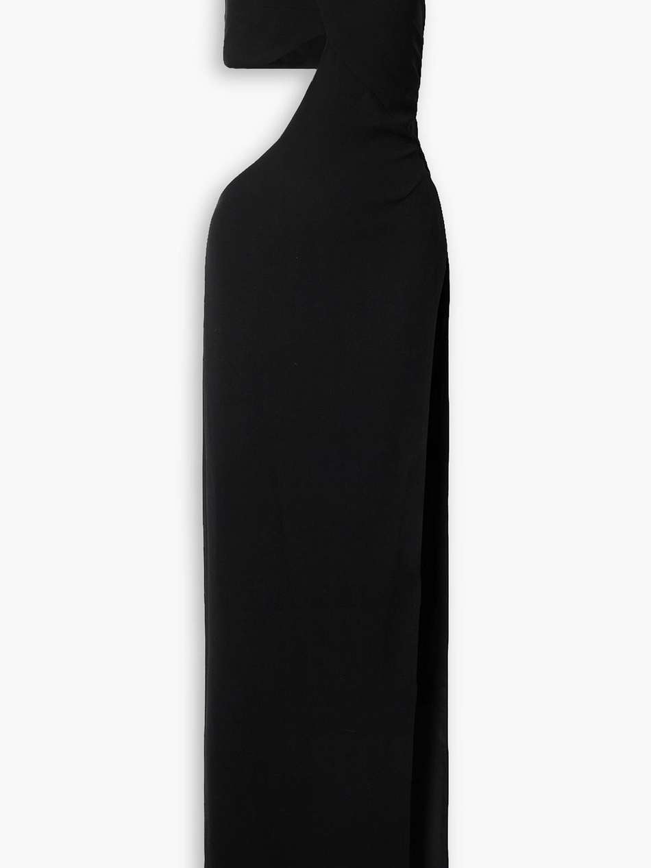 one-shoulder cutout crepe gown