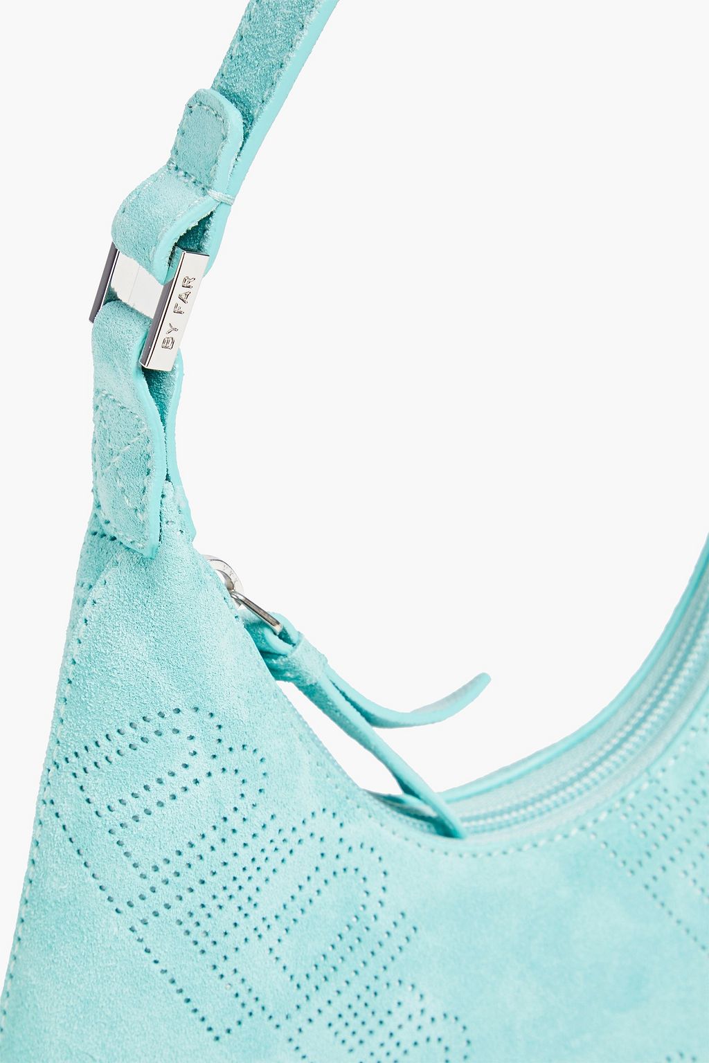 BY FAR Amber perforated suede shoulder bag