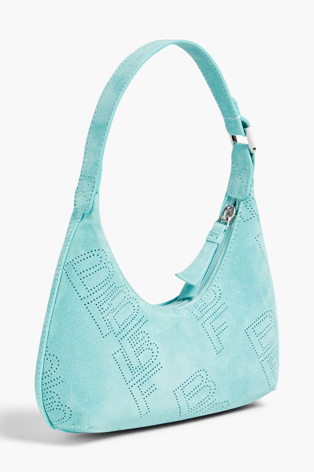 BY FAR Amber perforated suede shoulder bag