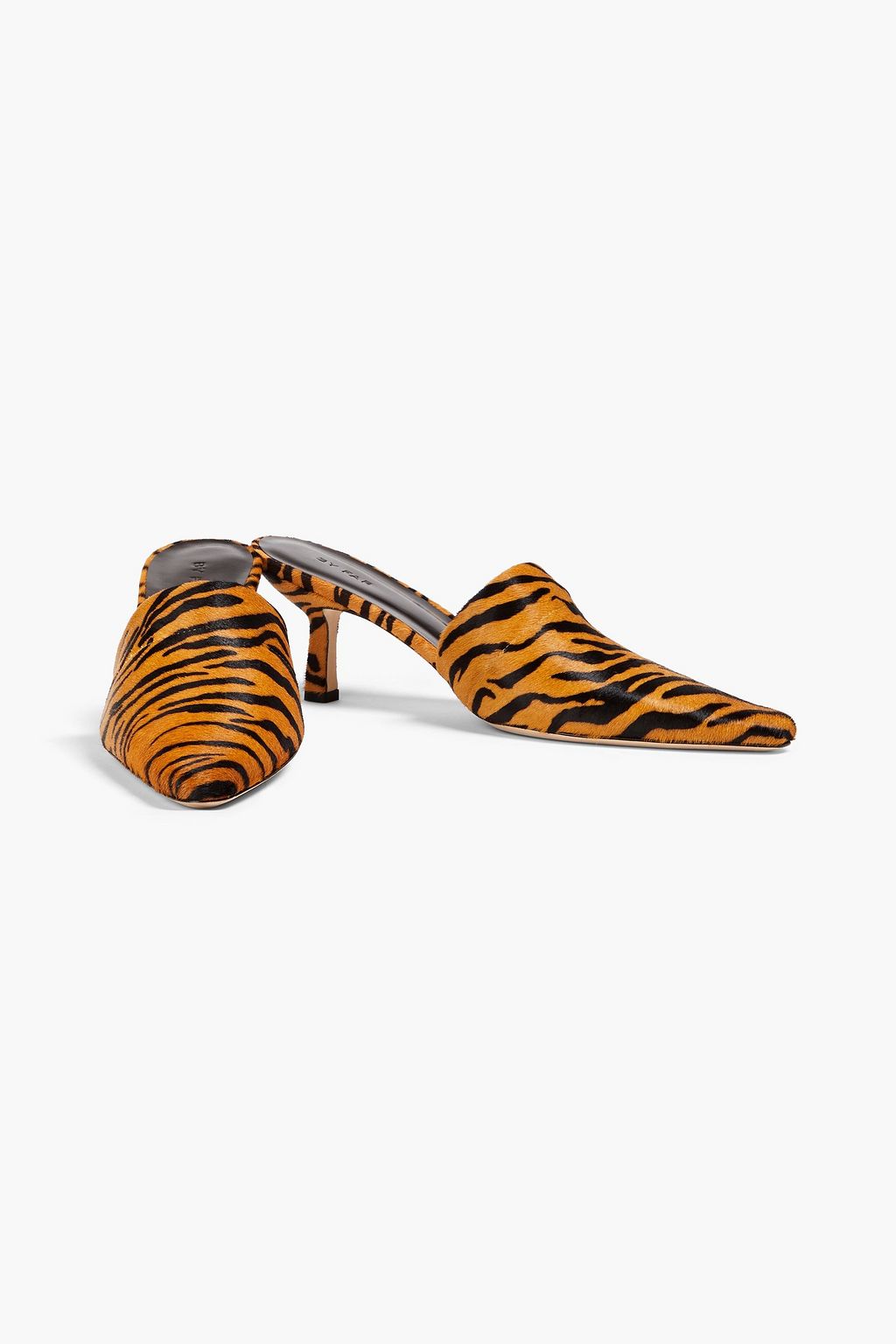 BY FAR Cynthia tiger-print calf hair mules