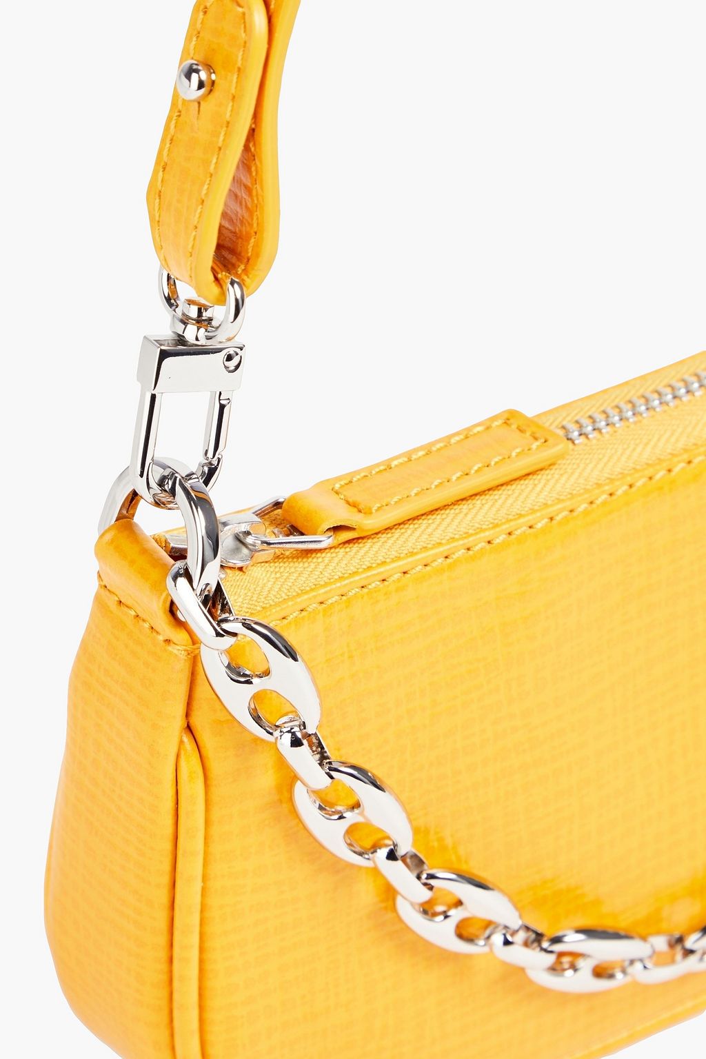 BY FAR Rachel Mini chain-embellished textured-leather shoulder bag