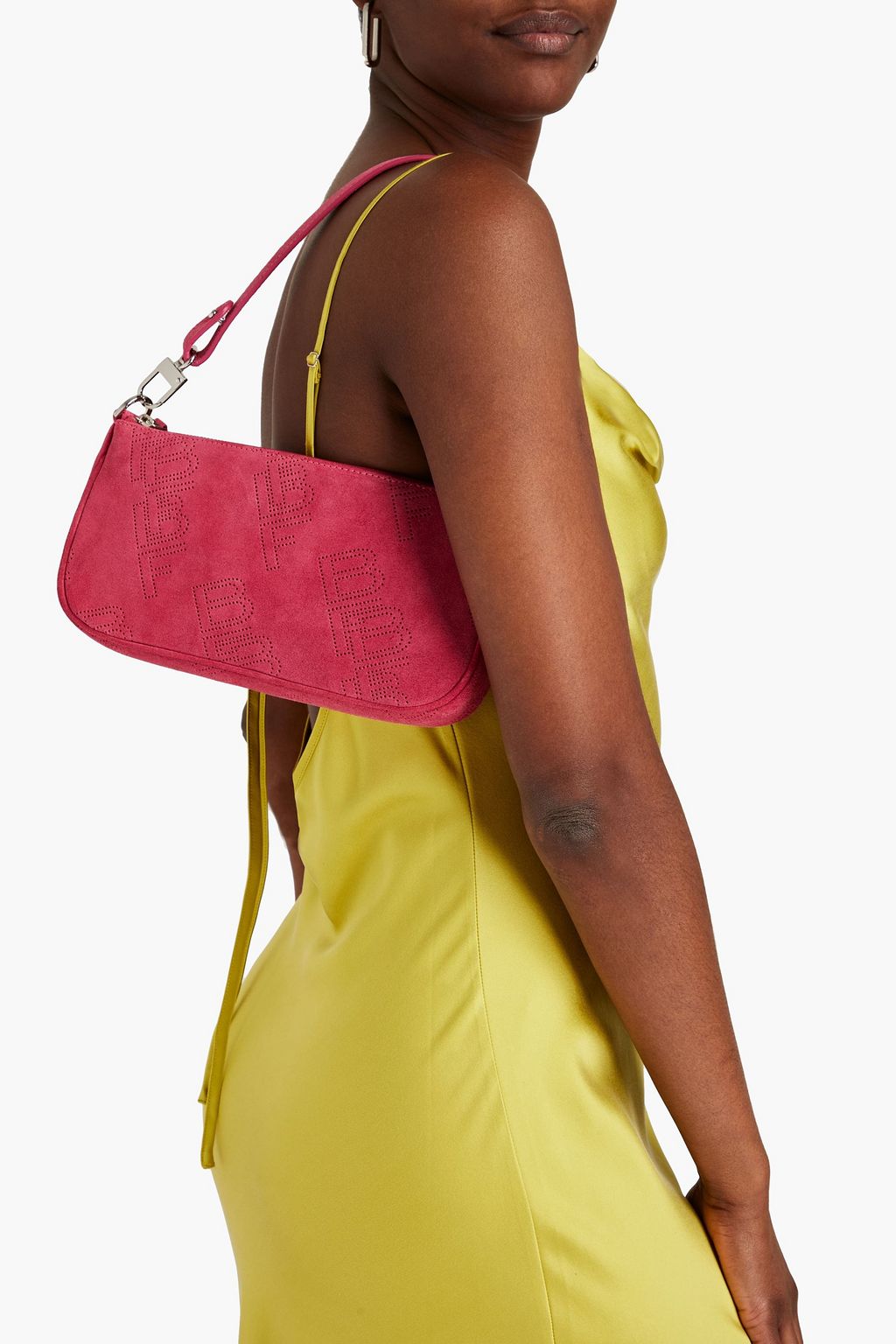 BY FAR Rachel perforated suede shoulder bag