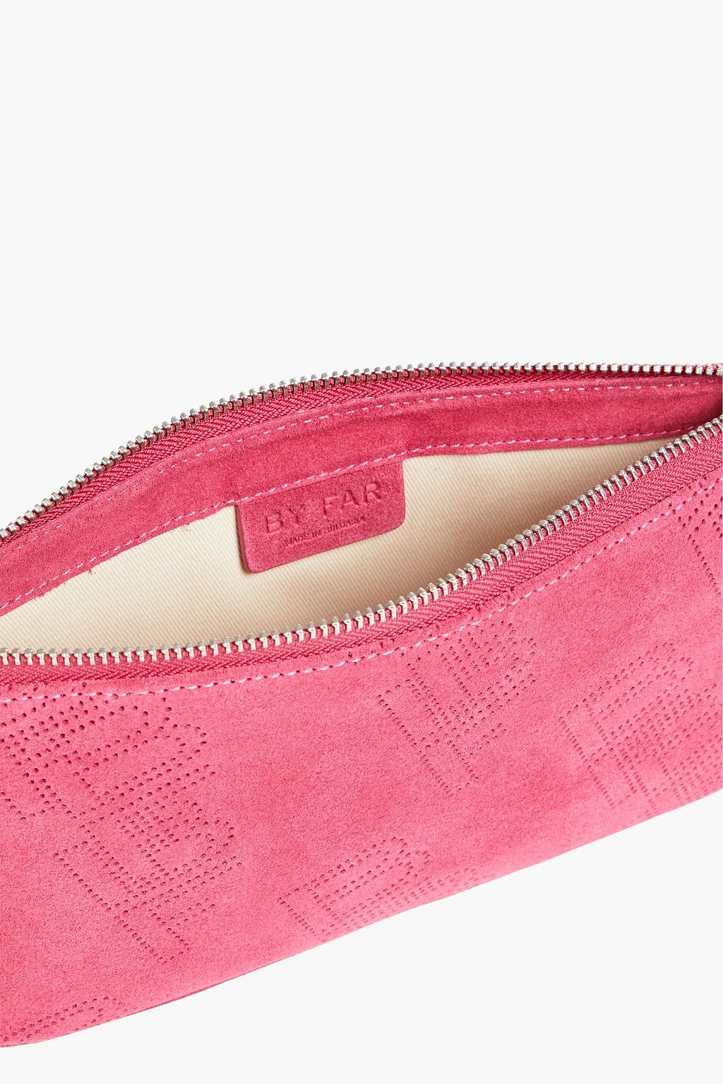 BY FAR Rachel perforated suede shoulder bag