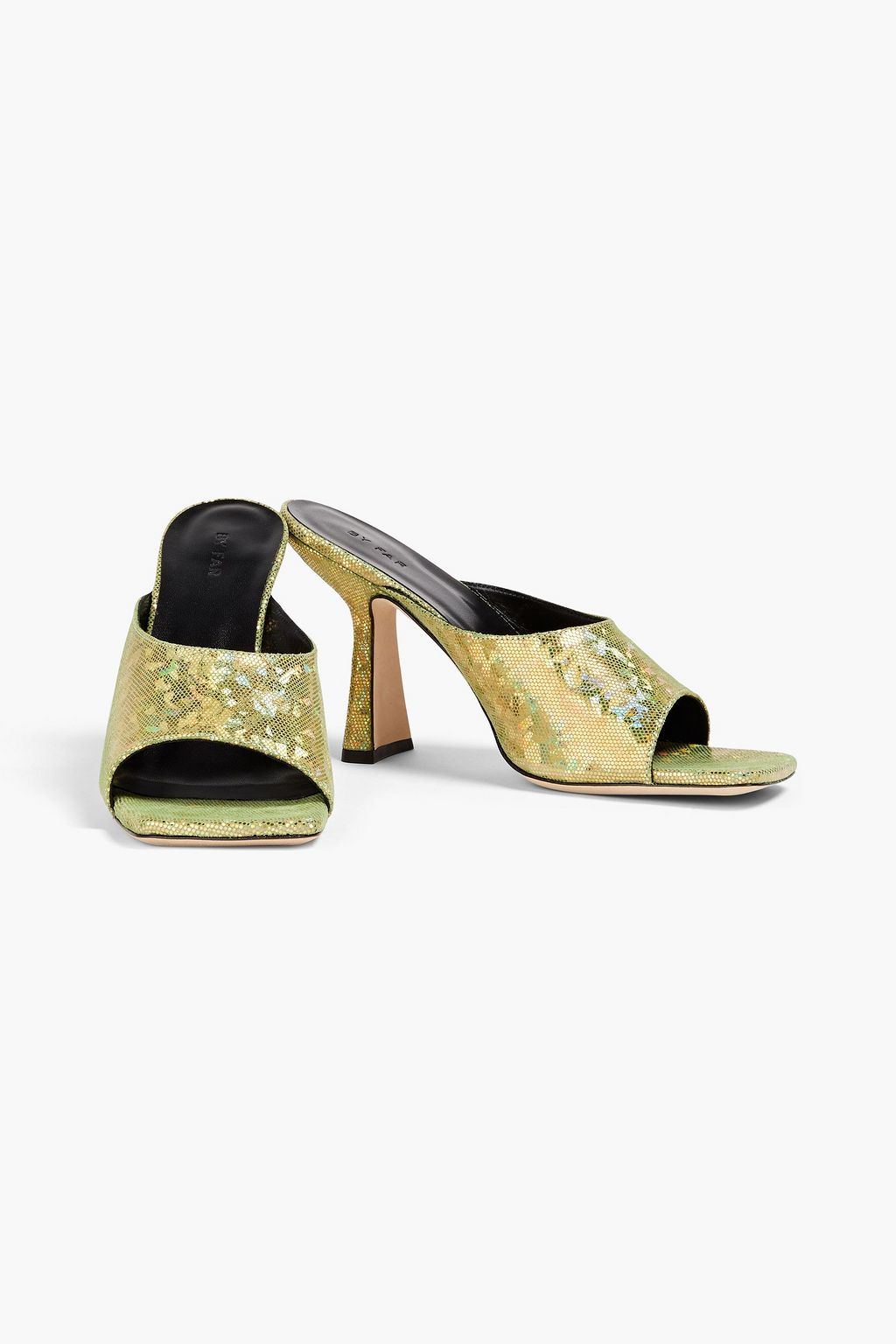 BY FAR Printed suede mules