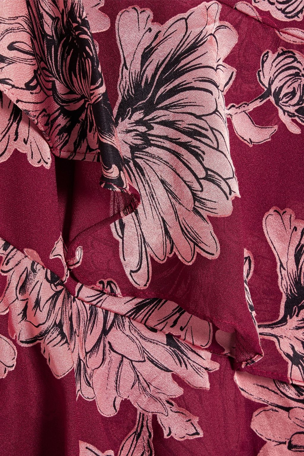 THEIA Asymmetric tiered floral-print fil coupé chiffon midi dress