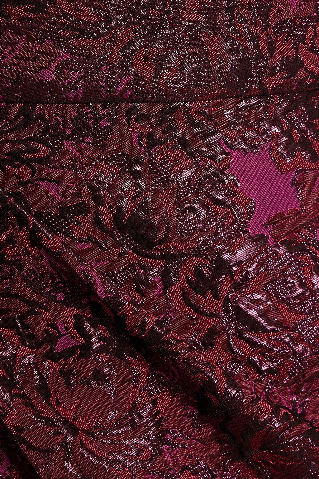 THEIA Strapless metallic floraljacquard wrap gown THE