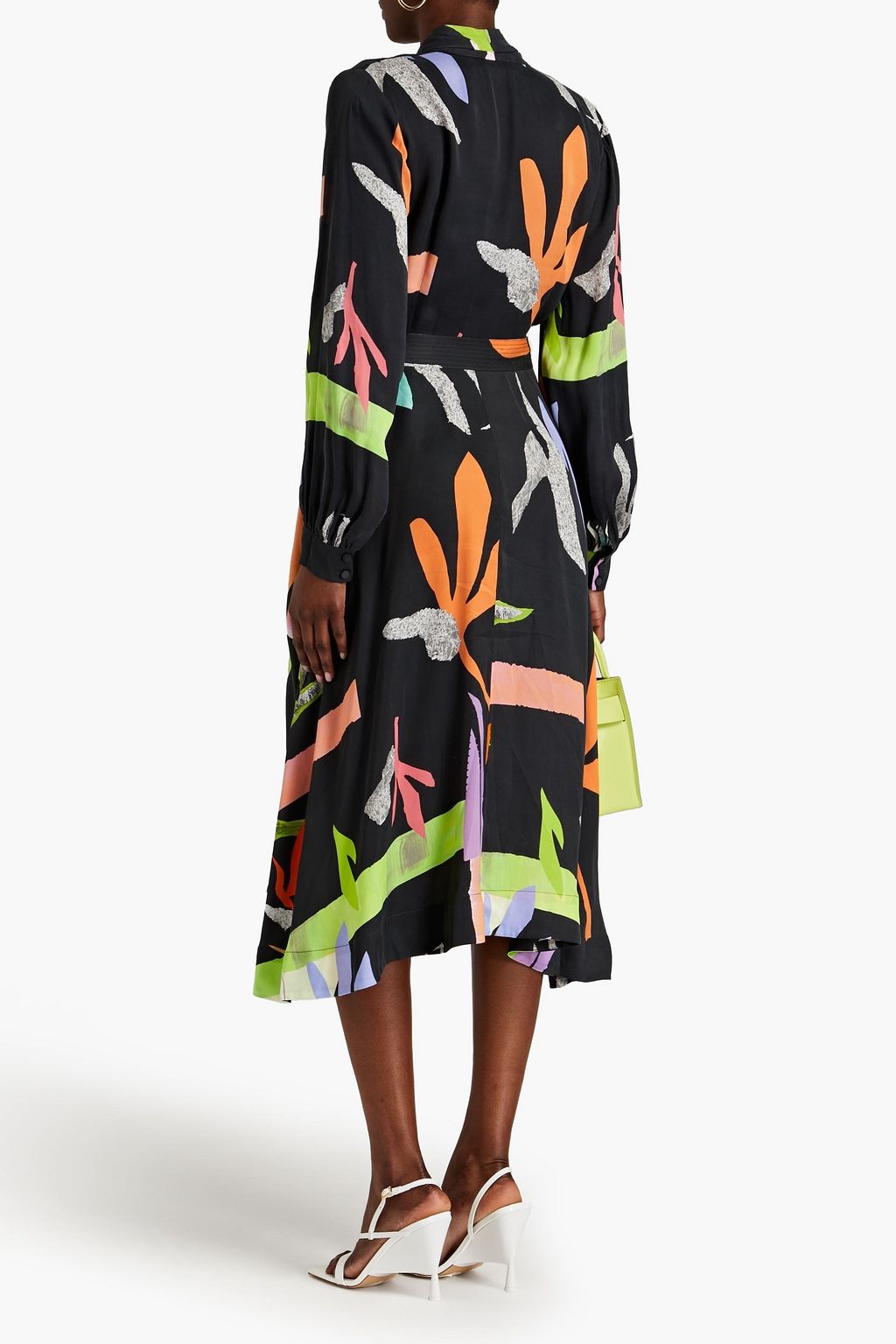 STINE GOYA Reflection printed crepe de chine midi wrap dress