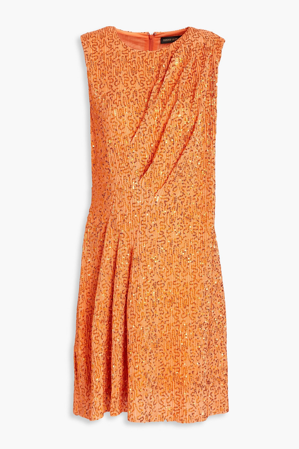 Stine Goya Louiza Sequined Metallic Knitted Mini Dress In Orange