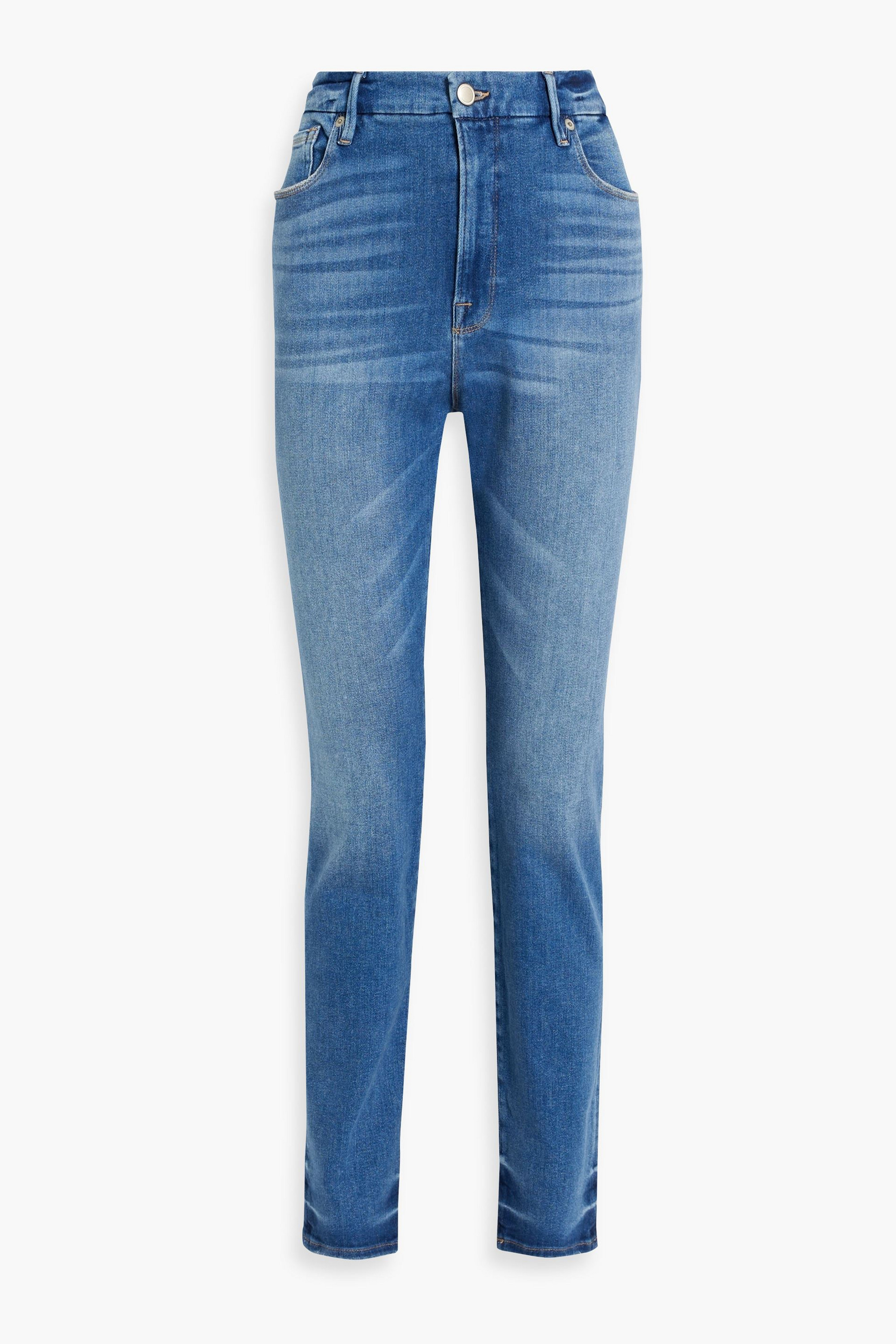 Good American Faded whiskered mid-rise skinny jeans
