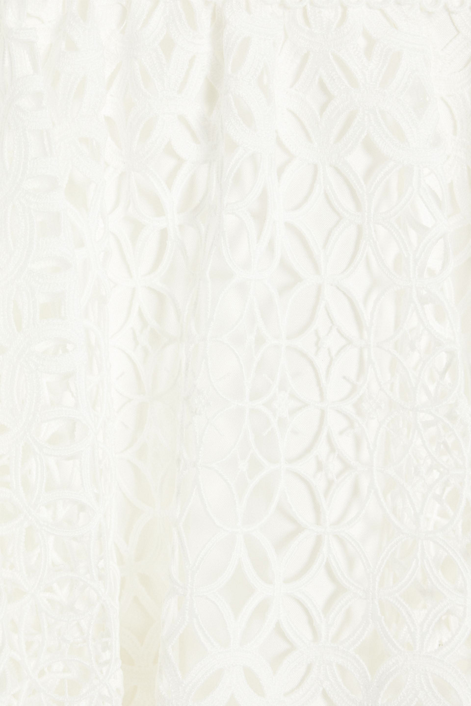 ml Monique Lhuillier Gerafftes Minikleid Aus Makramee-spitze In Ivory