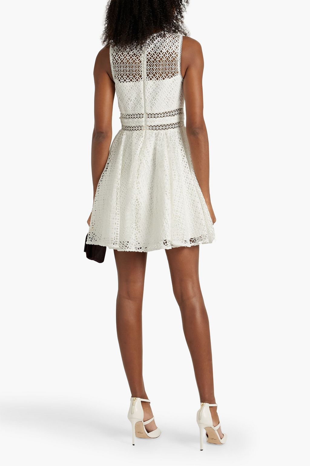 ML MONIQUE LHUILLIER Gathered macramé lace mini dress