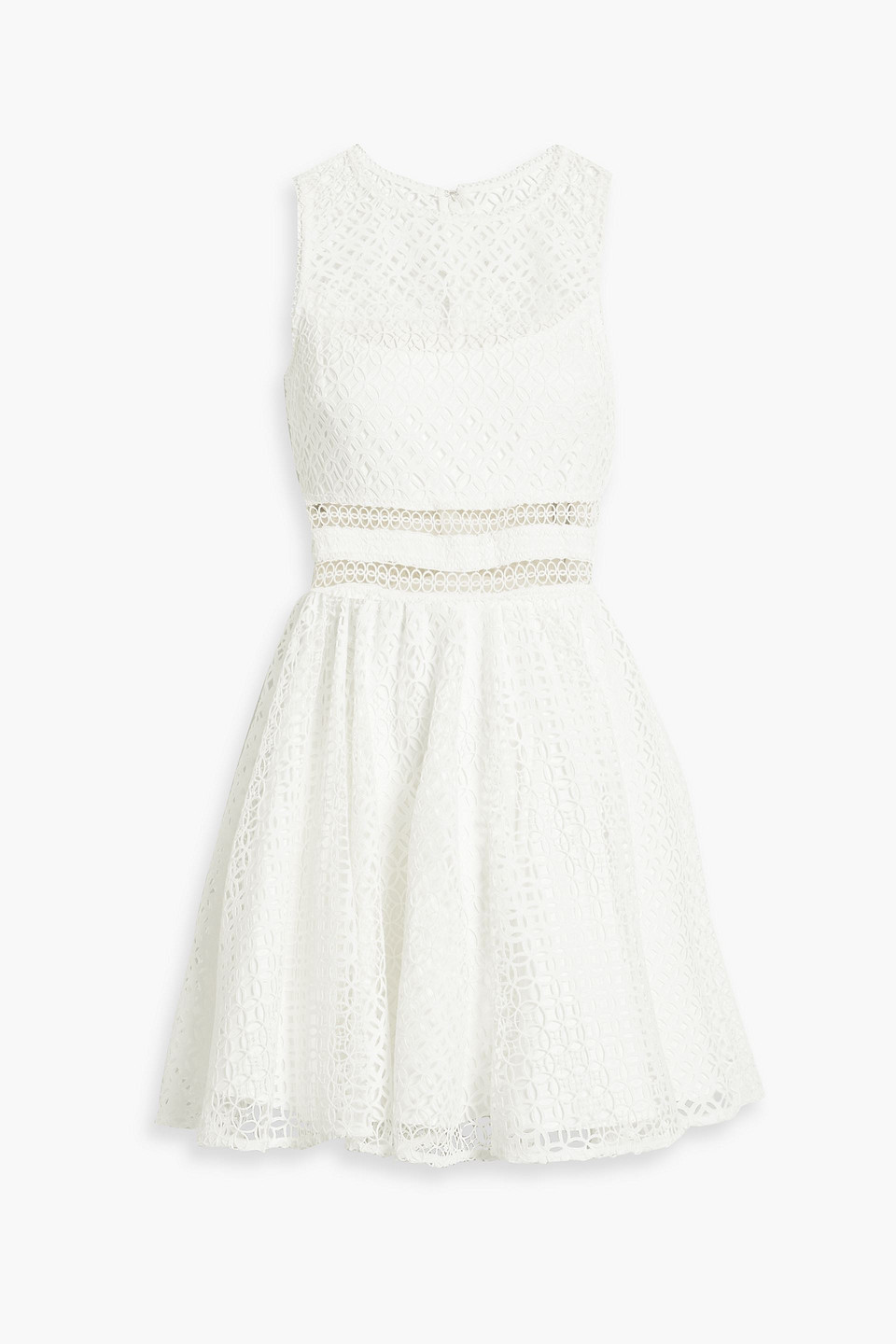 Gathered macramé lace mini dress