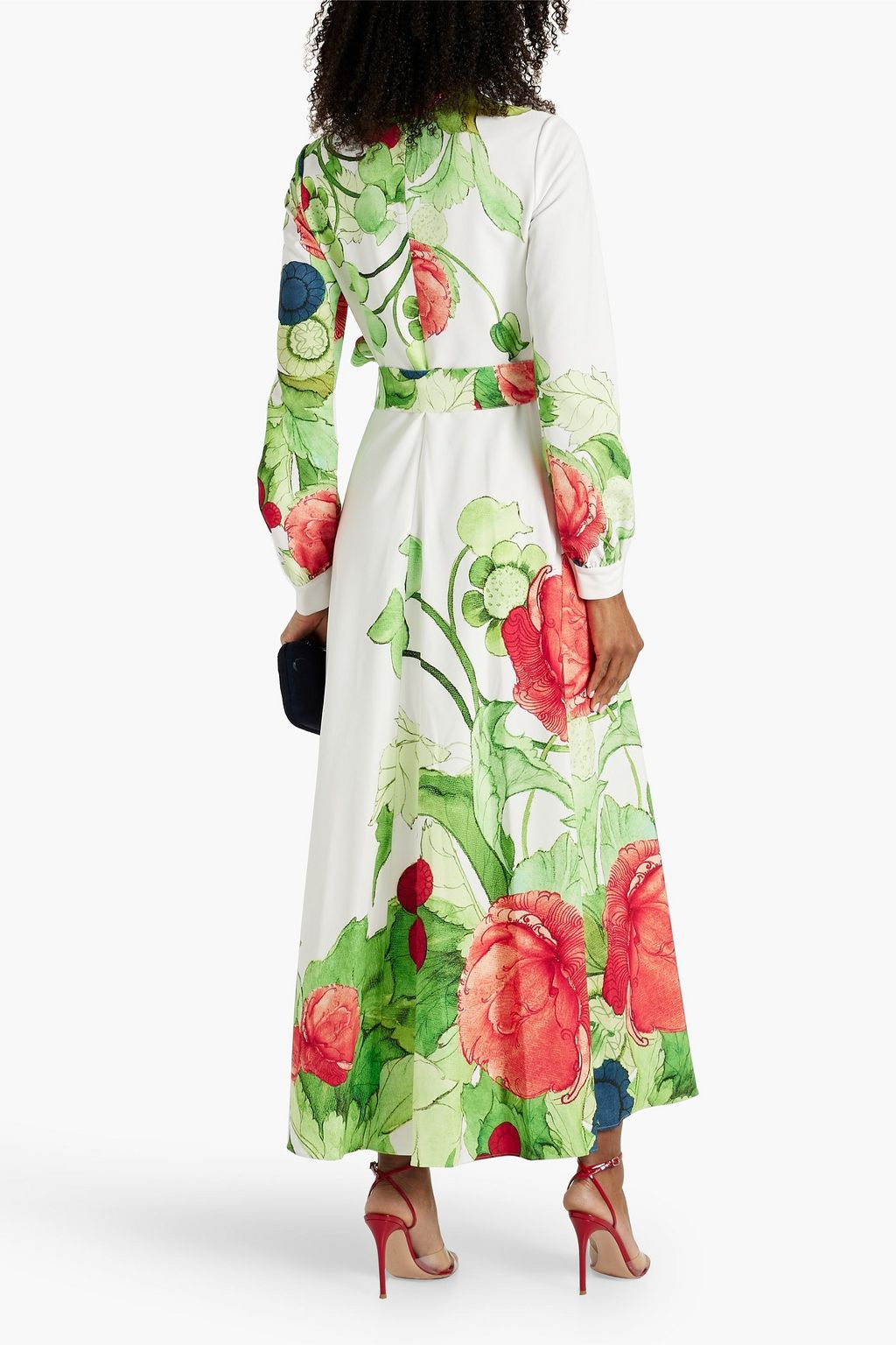 ELIE SAAB Belted floral-print crepe maxi dress