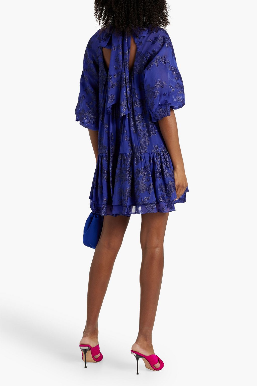 ML MONIQUE LHUILLIER Cutout metallic fil coupé silk-blend mini dress