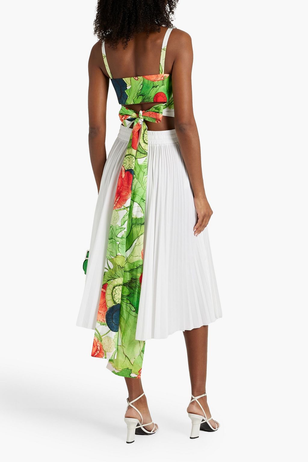 ELIE SAAB Cropped floral-print cotton-poplin wrap top