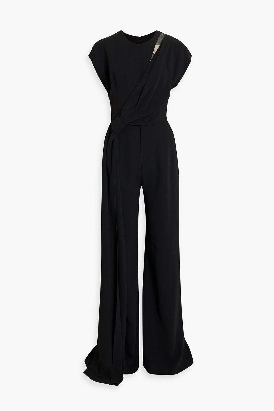 Draped Cady Wide-leg Jumpsuit In Black