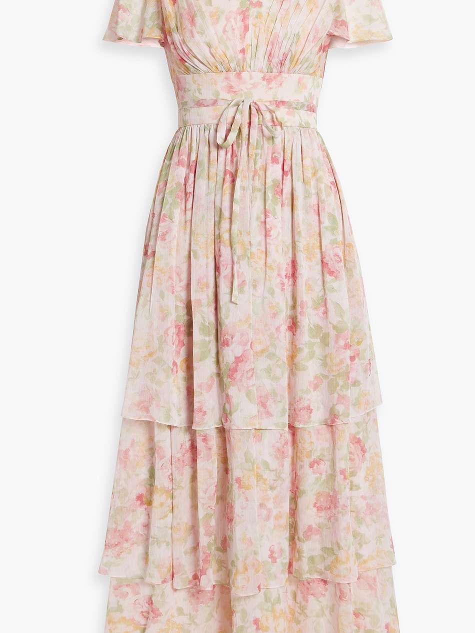 tiered floral-print georgette maxi dress