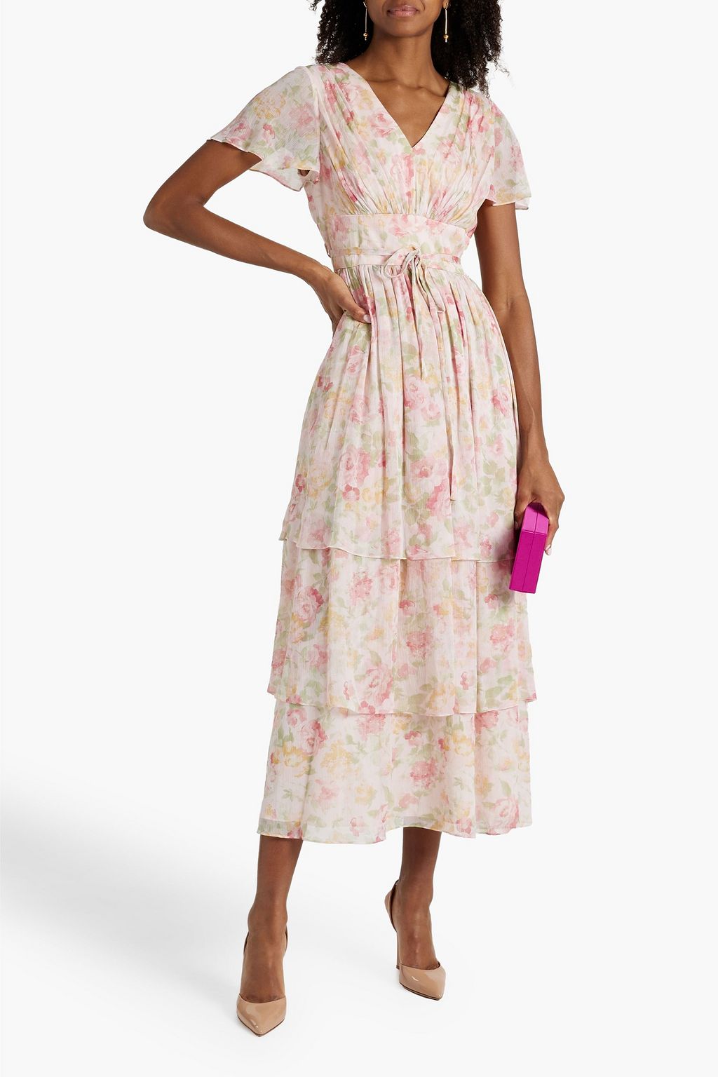 MIKAEL AGHAL Tiered floral-print georgette maxi dress | THE OUTNET