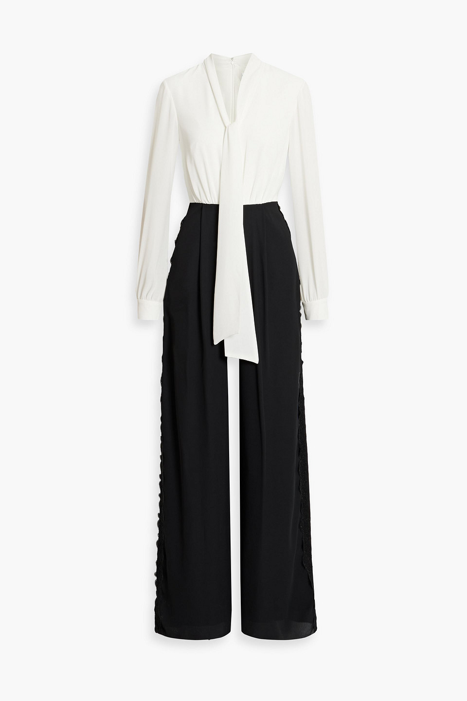 Mikael Aghal - Draped two-tone crepe wide-leg jumpsuit - Black - US 2