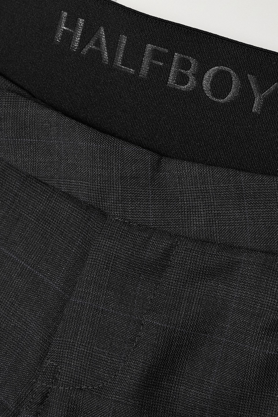 HALFBOY LAYERED JACQUARD-TRIMMED CHECKED WOOL FLARED PANTS