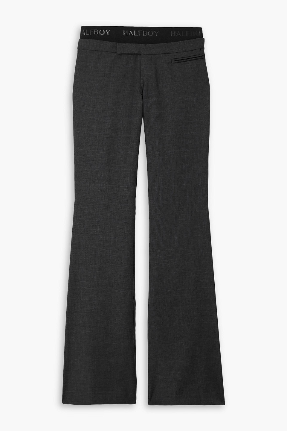 Halfboy Layered Jacquard-trimmed Checked Wool Flared Pants In Anthracite
