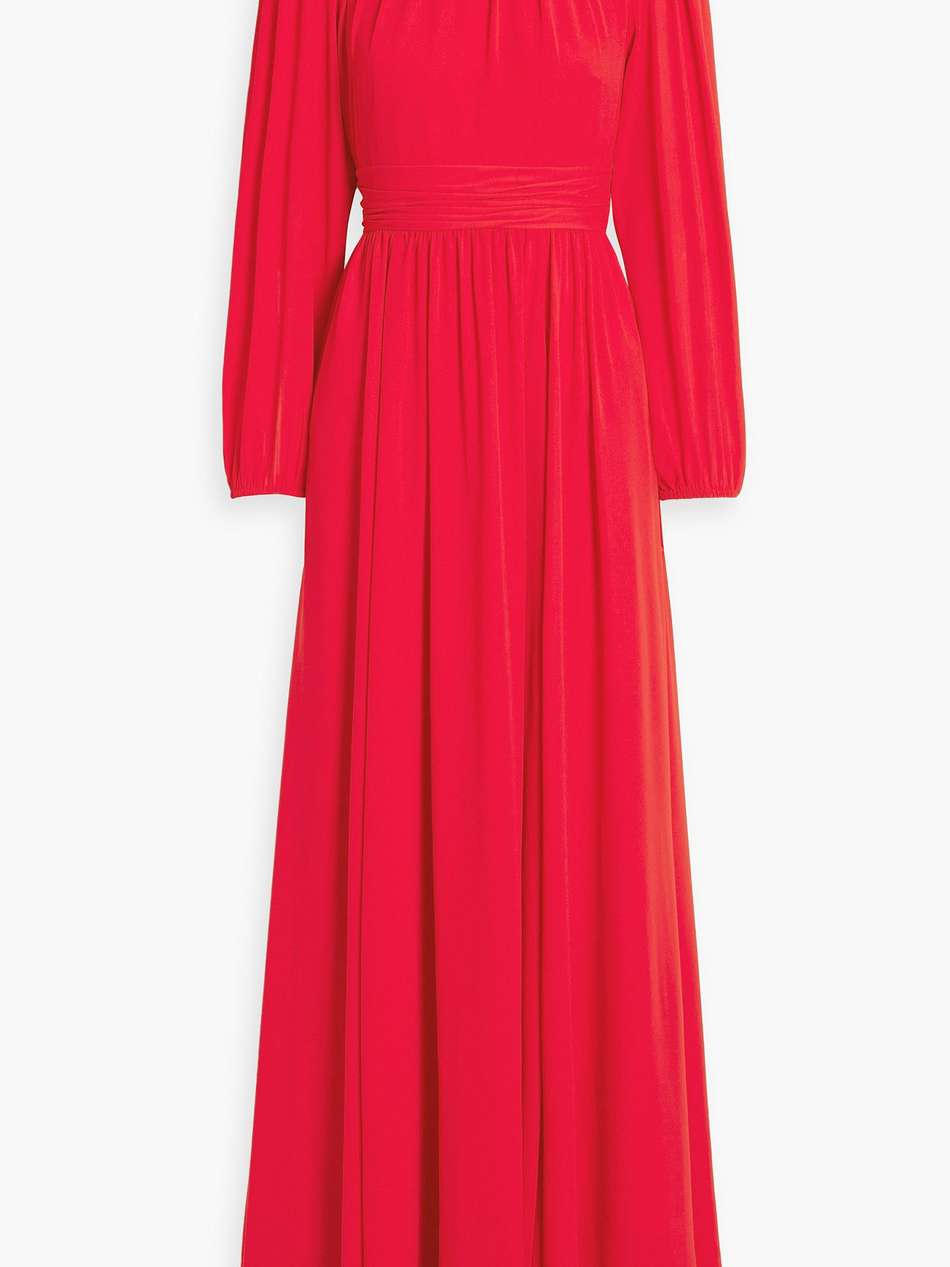 gathered crepe gown