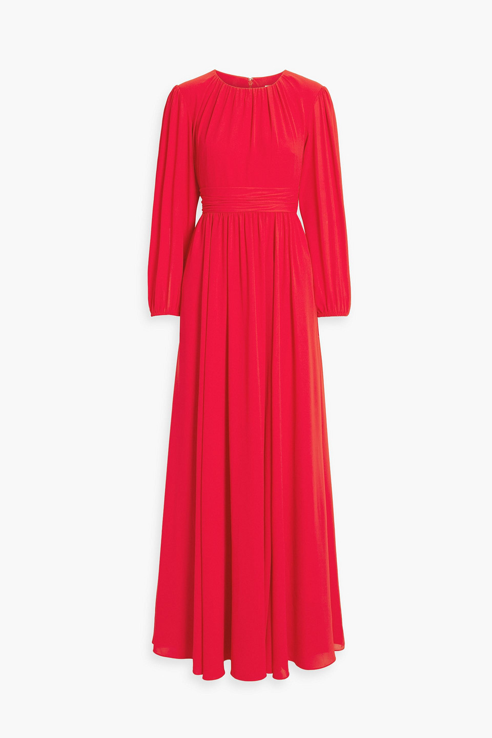 Mikael Aghal Gathered Crepe Gown In Red