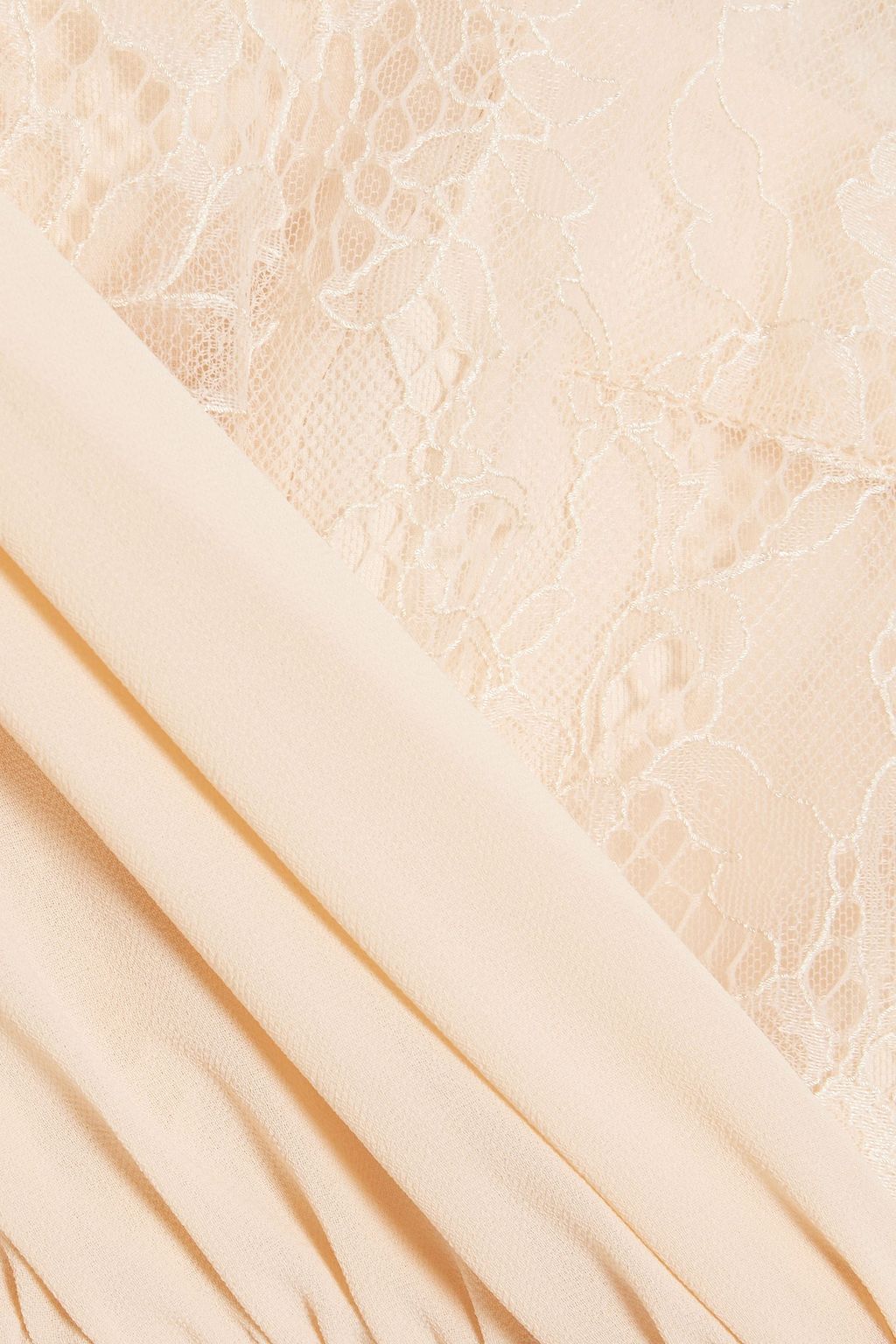 MIKAEL AGHAL Draped lace-paneled crepe gown