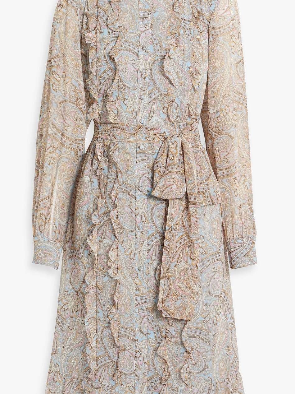 ruffled printed chiffon dress