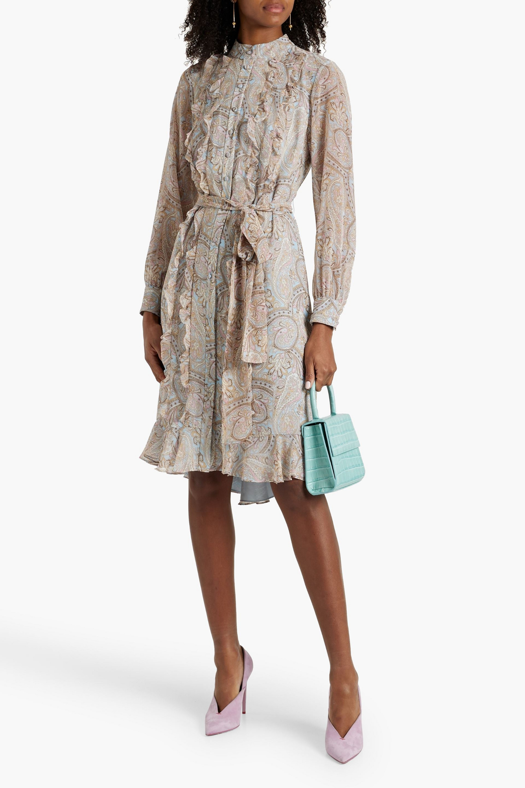 MIKAEL AGHAL Ruffled printed chiffon dress