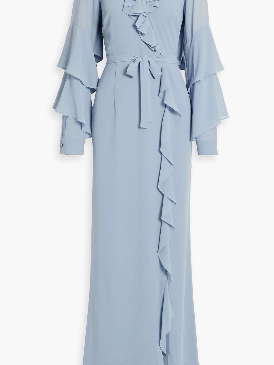ruffled crepe maxi dress