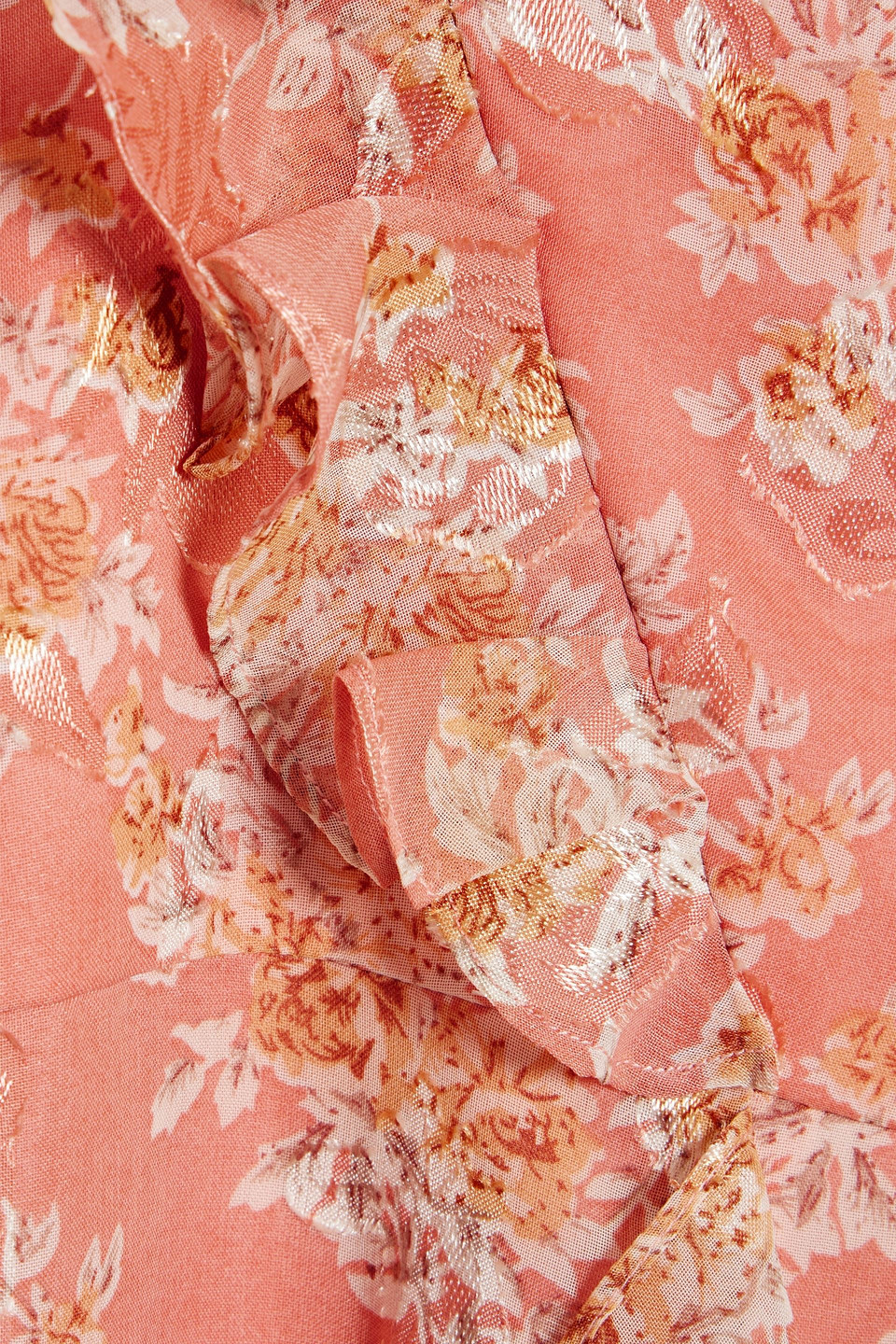 Mikael Aghal Floral-print Metallic Fil Coupé Chiffon Maxi Dress In Antique Rose